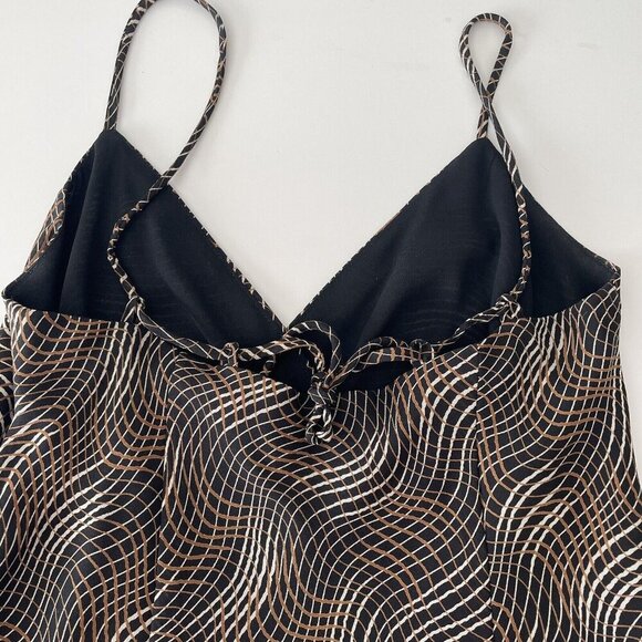 Vintage 90's Y2K Brown Whimsigoth Fairy Grunge Asymmetrical Hem Slip Dress Sz 4 - Picture 10 of 16